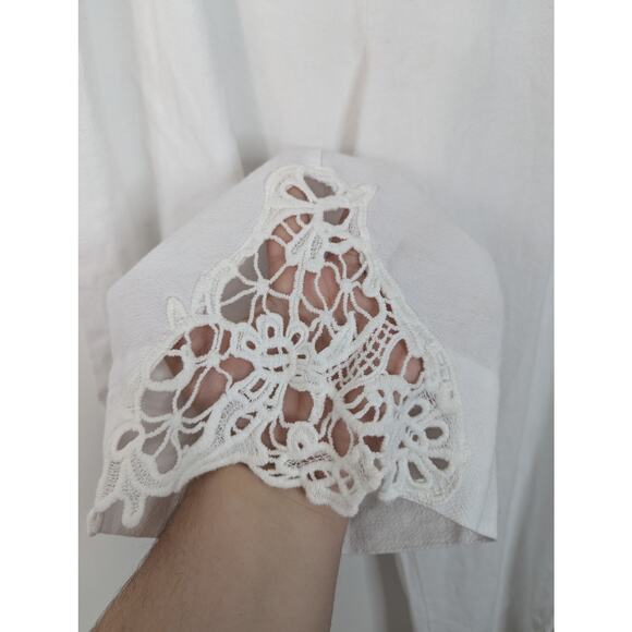 NWT Soft Surroundings White Cotton Cut Out Straight Leg Pant - Picture 2 of 7